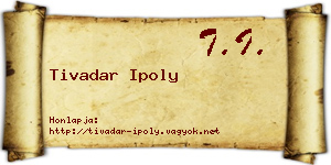 Tivadar Ipoly névjegykártya